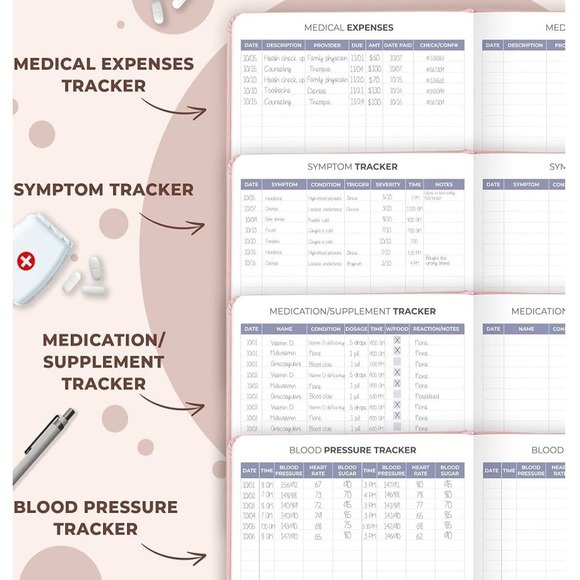 Clever‎ Fox Medical Planner Wellness Journal Health Diary Rose Gold 12 Month - Picture 9 of 11